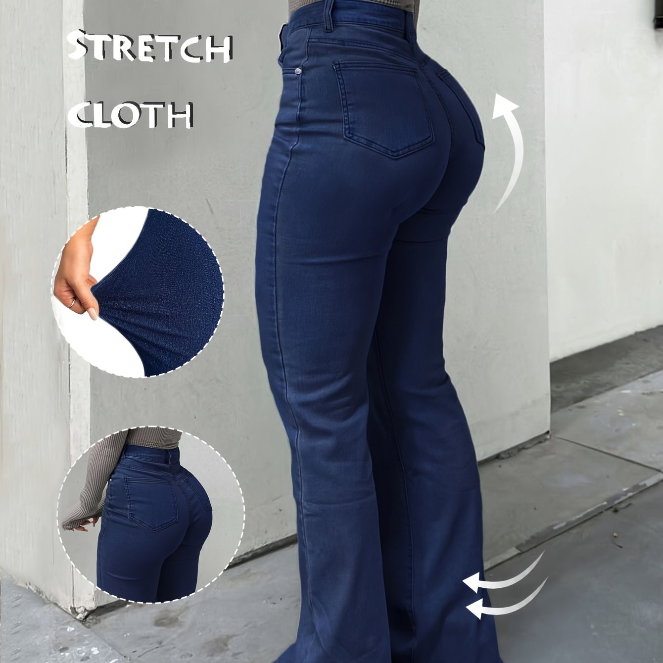 High Waisted Stretch Non See Through Straight Leg Jeans