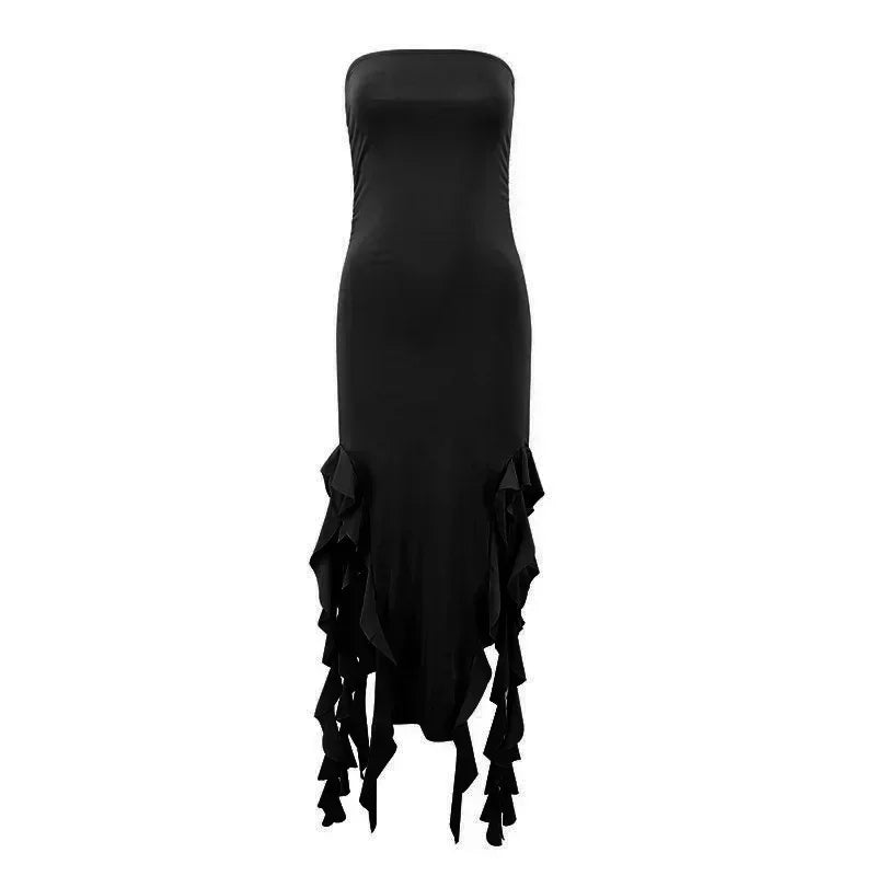 BWQ Long Dresses For Women Slit Sexy Bodycon Sleeveless Jellyfish Dress Hot Girls Fashion Off The Shoulders Maxi Dress Woman